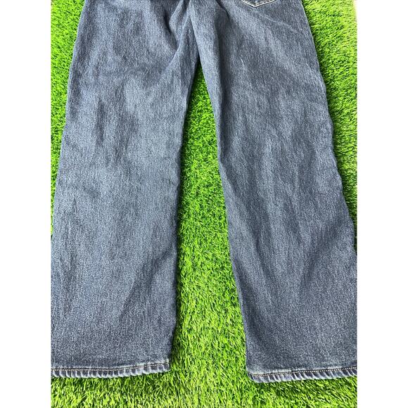 VINTAGE Lands' End Mens Plaid Lined Dark Washed Denim 38 Jeans Fits 38x32 - Picture 8 of 11